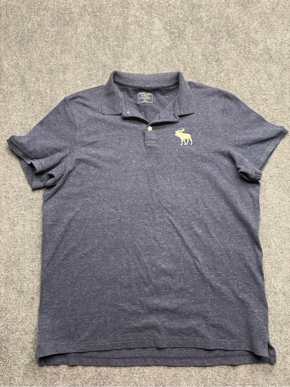 Abercrombie & Fitch Men's XXL Navy Polo Shirt with Embroidered Moose Logo